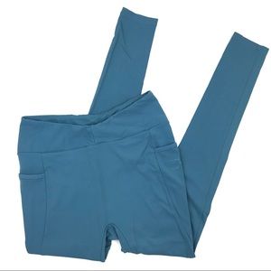 Gymshark booty-scrunch blue leggings with side pockets size large